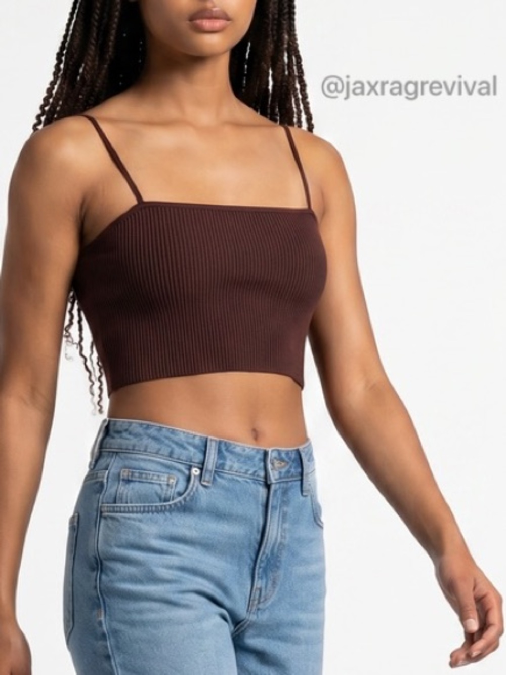 Babaton Sculpt Knit Cami Cropped Tank Top Chocolate Brown Size Small - Picture 7 of 7